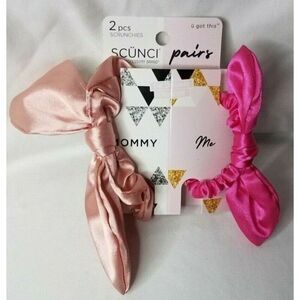 Pink Scrunchie Set Scunci 2 Piece Mommy and Me Bow Rubber Band Hair
